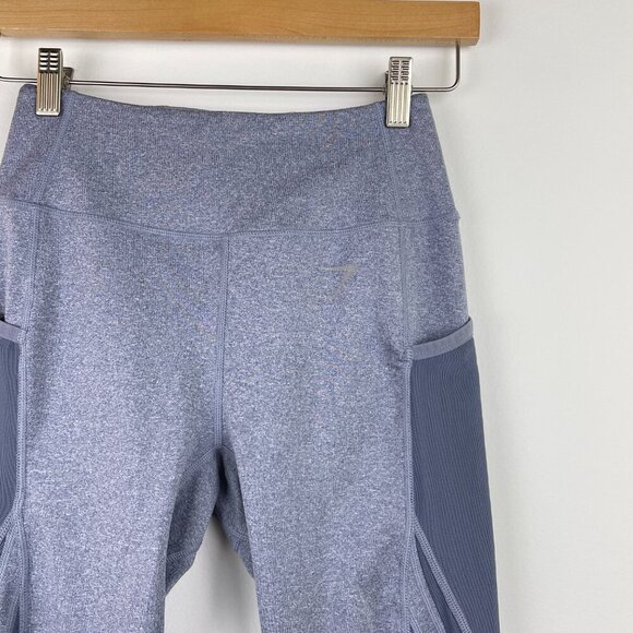 Gymshark Sleek Sculpture 2.0 Mesh Insert Leggings In Blue Steel Gray S - Picture 3 of 10
